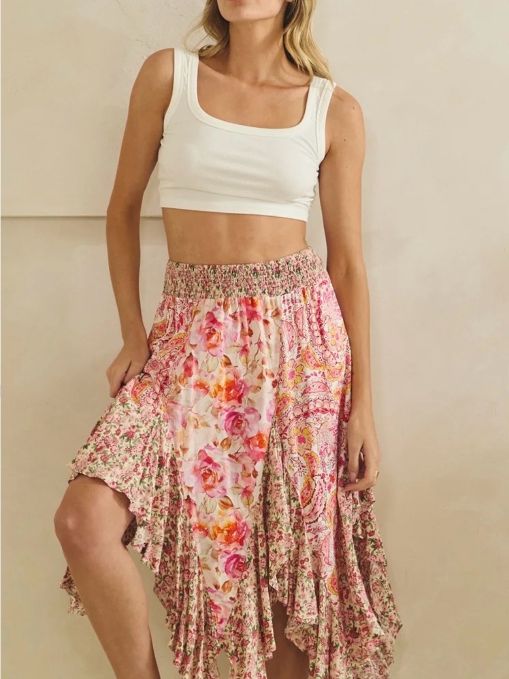 Oli & Hali Washed Floral Midi Skirt - Picture 2 of 9